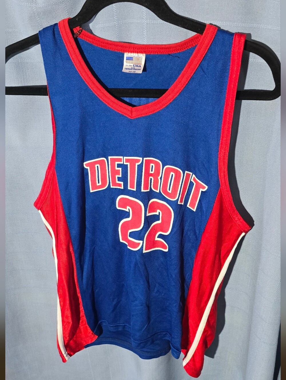 Detroit #22 Prince Blue & Red Basketball Jersey